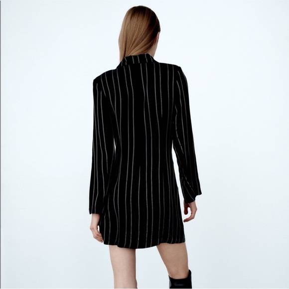 ZARA Black White Striped Blazer Mini Dress - Picture 5 of 13